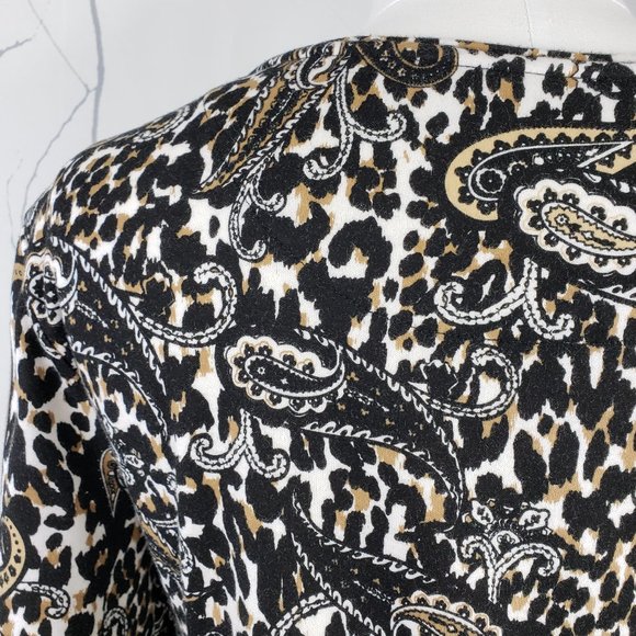 Charter Club Luxury Pima Cotton Black Tan Paisley Top, M - Picture 5 of 8